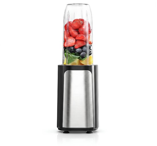 KIRA® Blender - Blender met 3 Draagbare Mengbekers - Krachtige Mini Mixer - Zwart en Zilver - 13cm x 19cm x 39cm van Kira — afbeelding 5