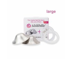 Silverette ® Tepelkapjes LARGE + O-FEEL™ Ringen Originele Zilveren Tepelhoedjes Klinisch Getest 925 Zilver