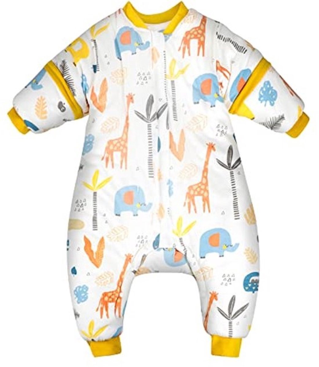 MOEMOE BABY Slaapzak met voeten, 2,5 TOG winterslaapzak met voeten, katoen Babyslaapzak voor jongens en meisjes giraf S