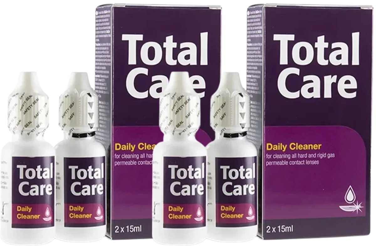 Blink TotalCare Cleaner - Premium Dagelijkse Lenzenvloeistof voor Harde Contactlenzen - Conserveermiddelvrij - Reisformaat - 4 x 15 ml