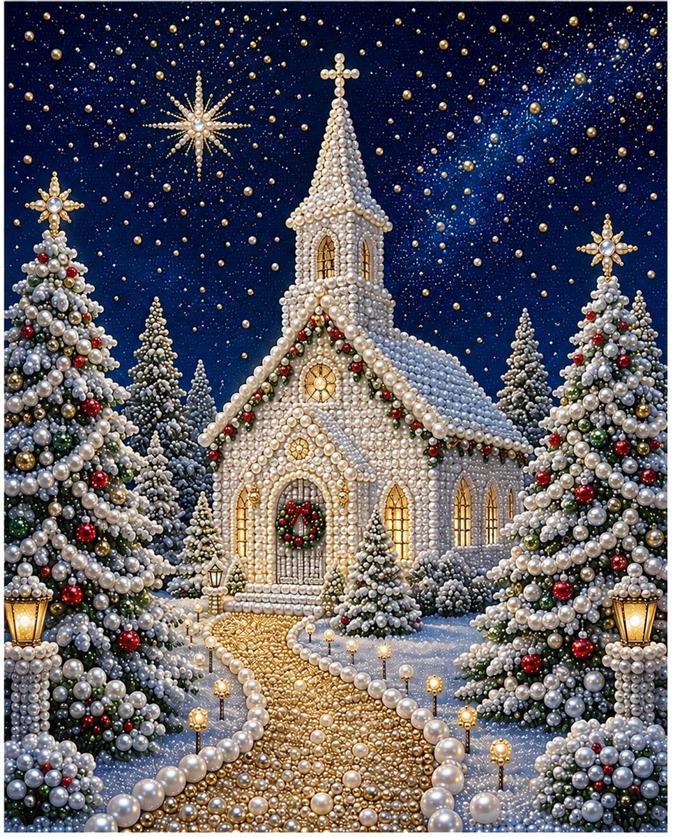 Casalora 3D DIY Kerst Kerk A Pare Diamond Painting Kunstset voos Volwassenen & Beginners - 30 x 40 cm