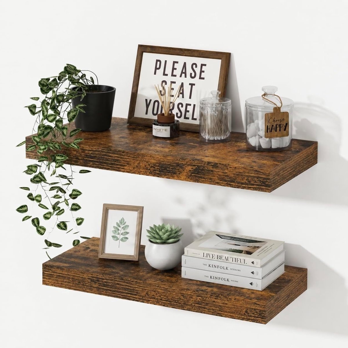 Diepe zwevende wandplanken van 29,5 cm - Set van 2 wandplanken voor optimale ruimtebesparing en decoratie
