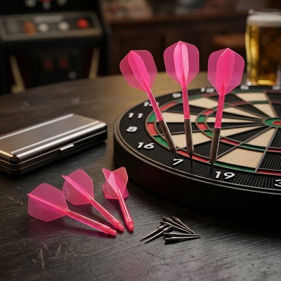 Roze transparant dart flights k flex flights set unisex 6 stuks geïntegreerde shaft flight wings 2BA standaard vorm kunststof van NUVEX — afbeelding 2