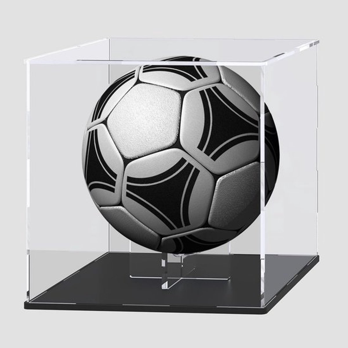 Transparante displaykast voor voetbal en volleybal in originele grootte - Tentoonstelling voor sportmemorabilia