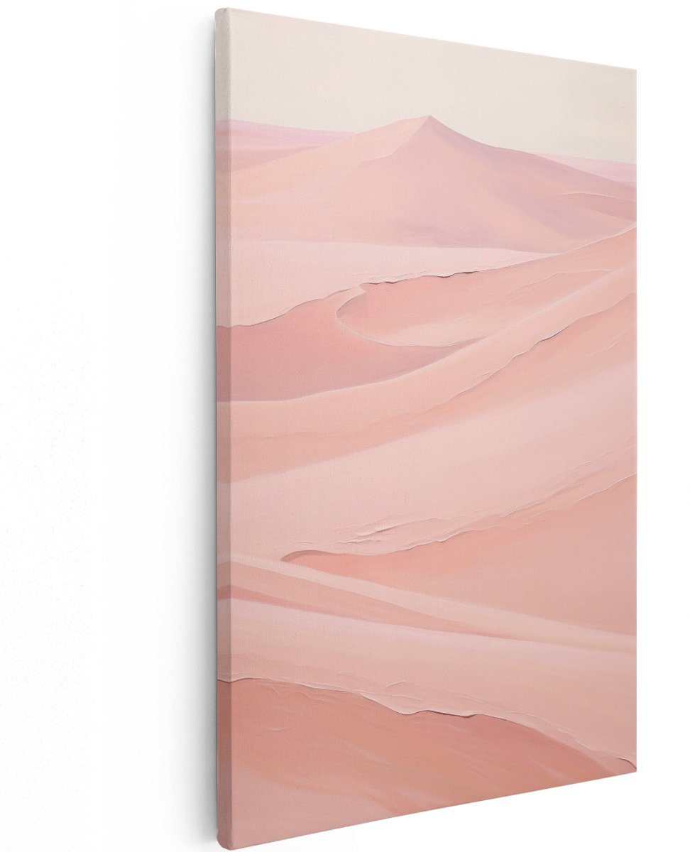 Artaza Canvas Schilderij Zandduinen - 120x180 cm - Groot - Wanddecoratie Abstract Landschap - Muurdecoratie Natuur - Decoratie Woonkamer - Roze