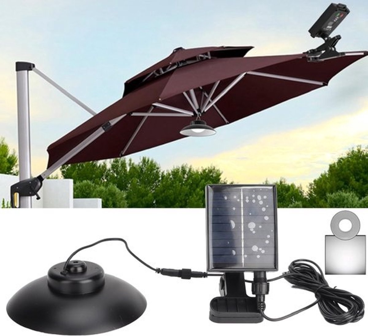 Waterdichte Parasol Verlichting op Zonne-energie met Afstandsbediening voor Tuin en Terras