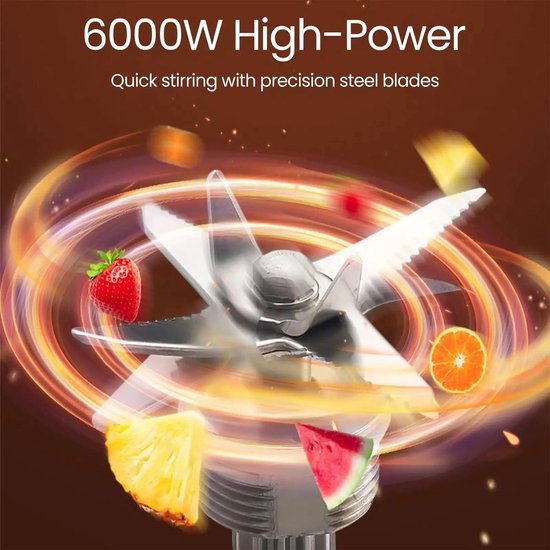 Blender 2,5L - 6000W Keukenmixer met 4 RVS Messen - Voor Smoothies, IJs, Noten en Fruit van Blender — afbeelding 2
