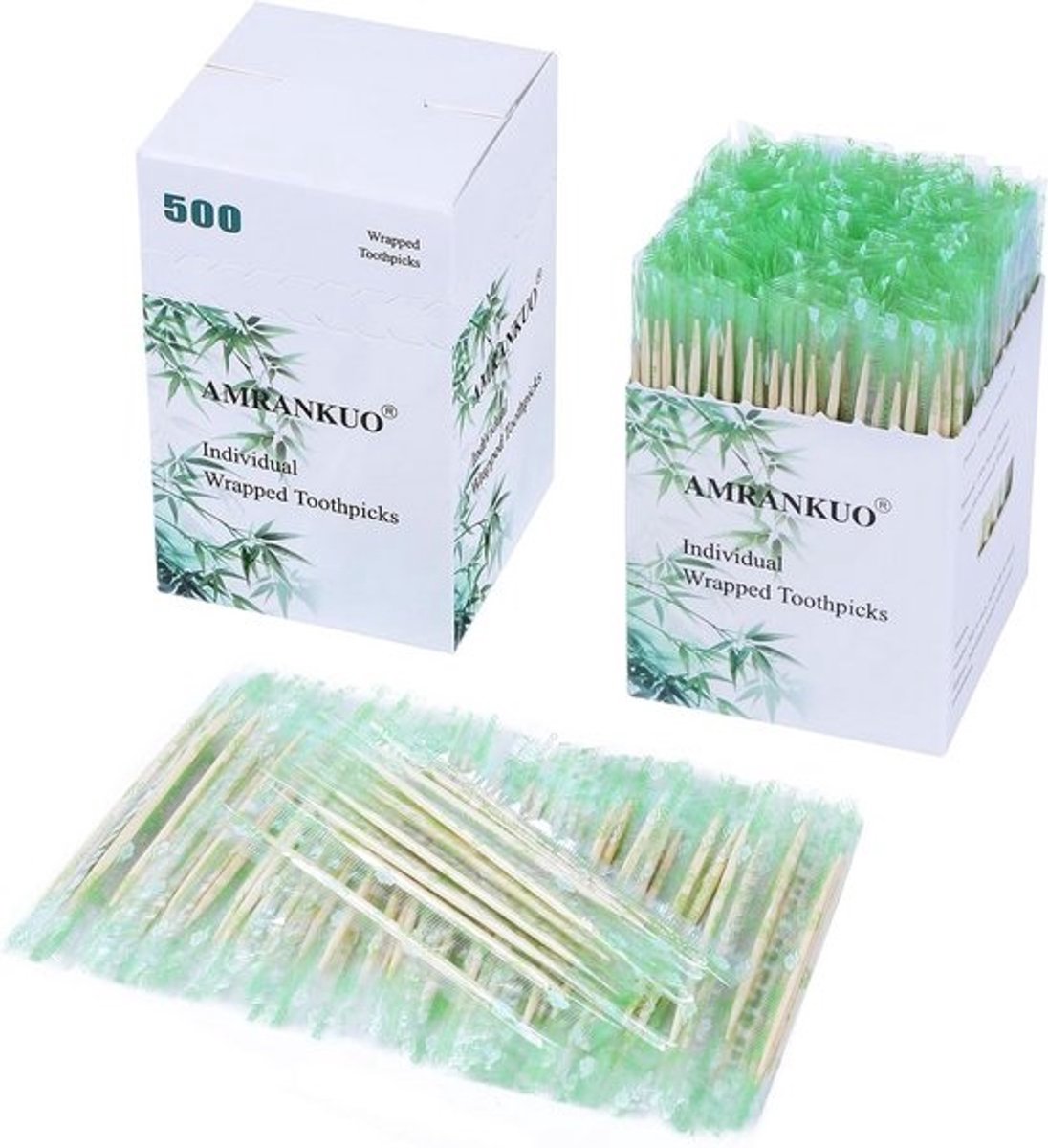 Verpakte tandenstokers - Cocktailprikkers - Hygiënisch serveren - Individueel verpakt - 500 stuks - Natuurlijk