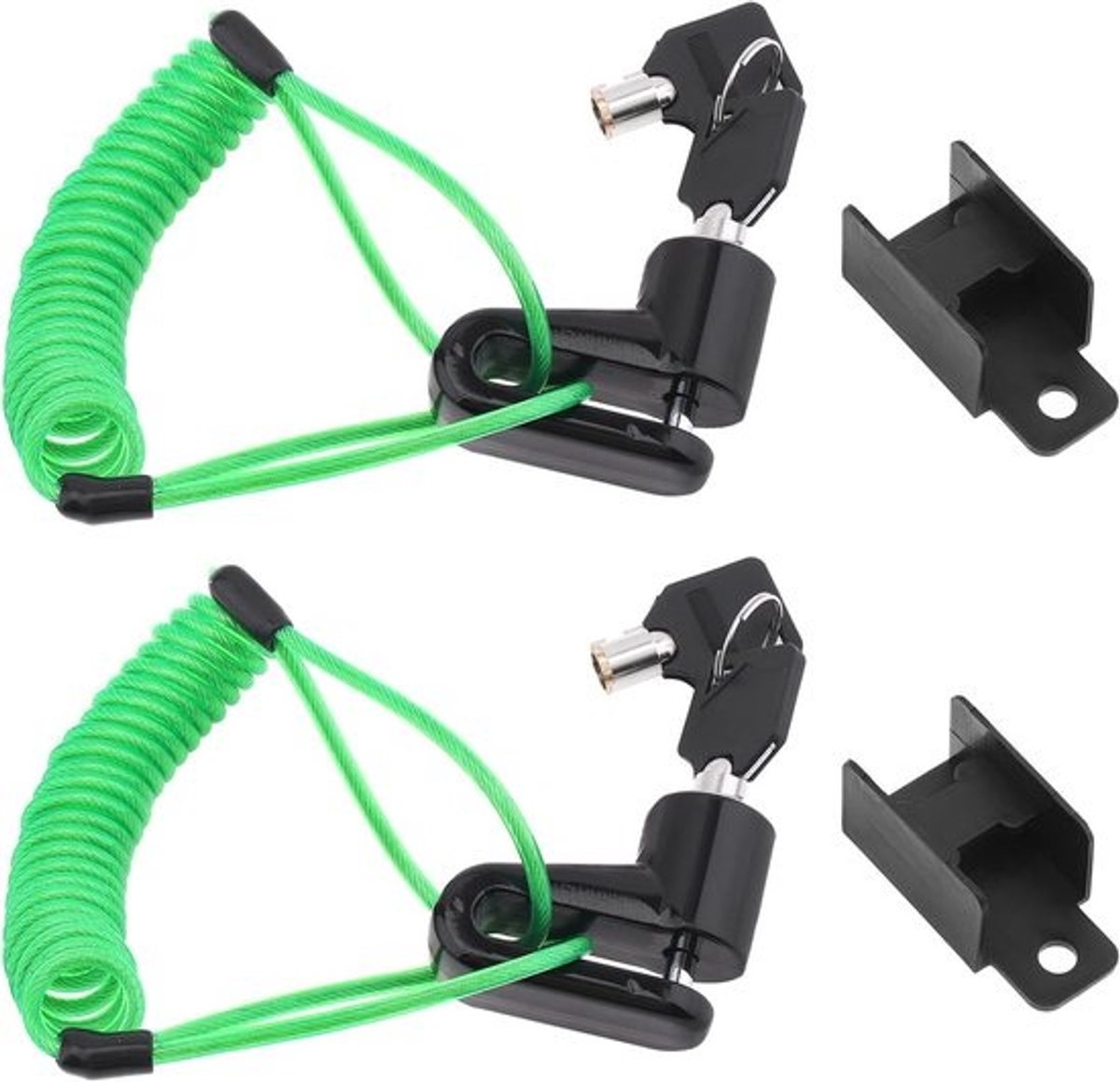 SnelShoppen - Disc Lock met Reminder Kabel 120 cm, Anti-Diefstal Schijfremslot voor Motorfietsen, Scooters en Fietsen (2 Stuks)
