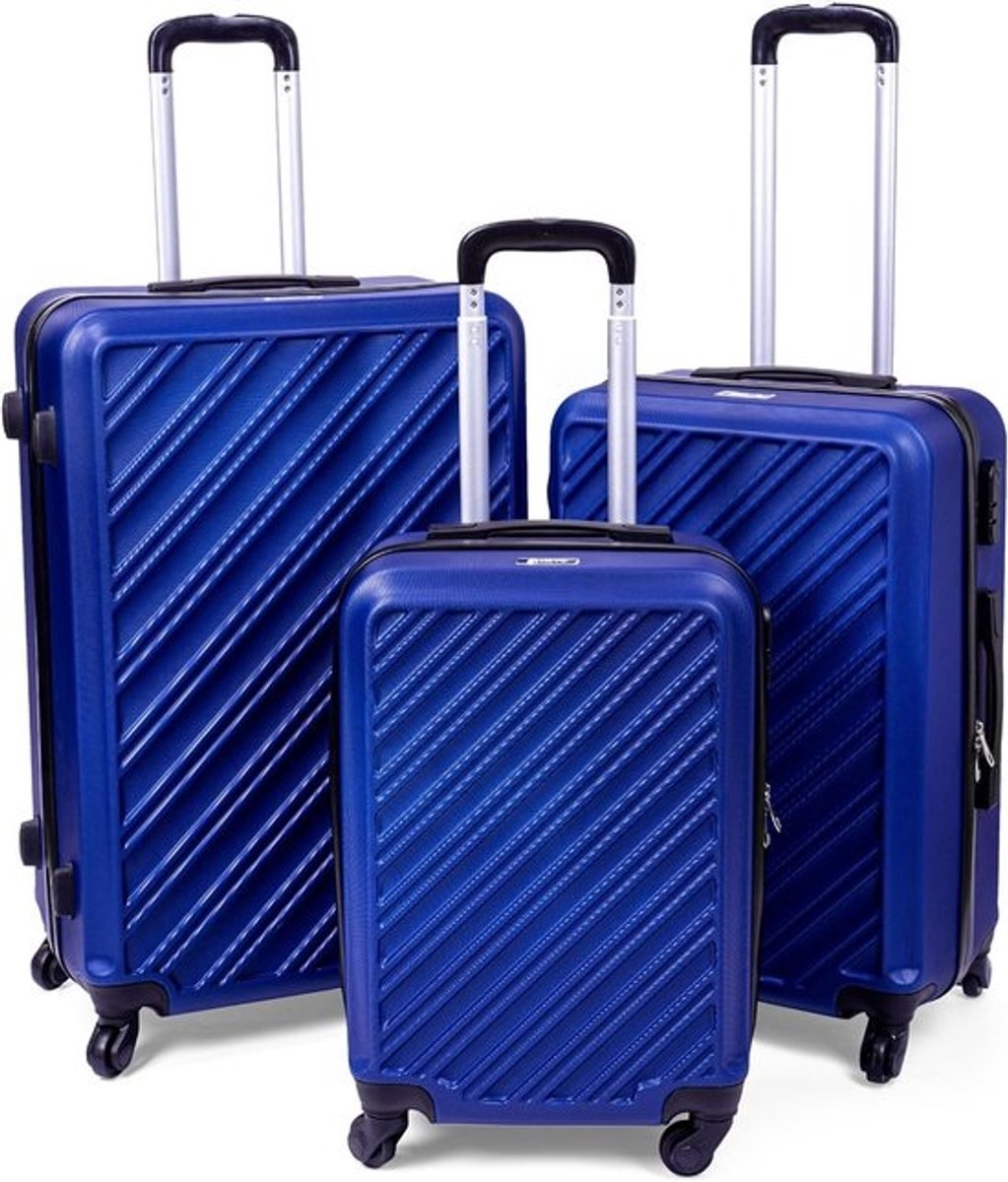 Hardshell koffer met 4 wielen en combinatieslot - Blauw