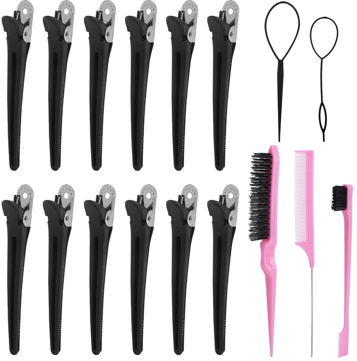 17-delige Haarclips Set - Professionele Afdeelklemmen voor Kappers - Voor het afdelen, stylen en fixeren van krullen - Dames