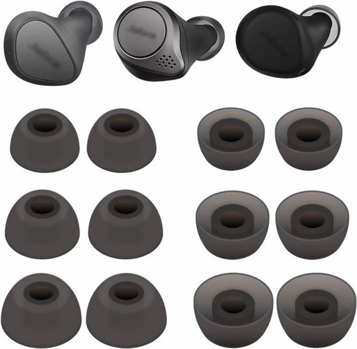 6 Paar Zachte Siliconen Gel Oordopjes Vervanging S/M/L Grijs
