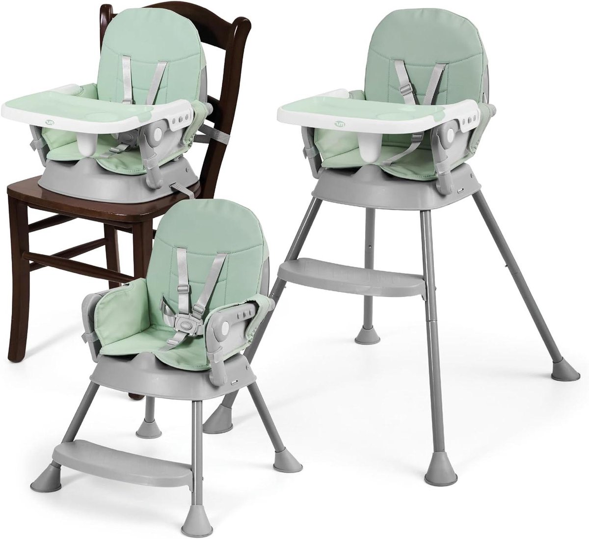Kinderstoel - Stoelverhoger - Veilig Eten - 3-in-1 Converteerbaar - 3 Kilogram - Groen