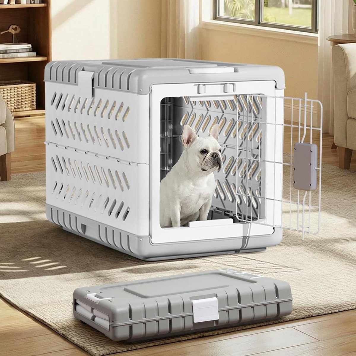 Opvouwbare Hondenbox - Reismand Hond - Veilig Vervoer - Eenvoudige Montage - 71 cm - Grijs