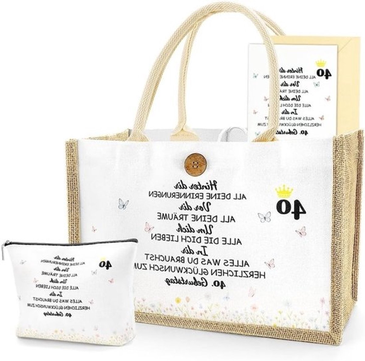 Cadeauset voor Vrouwen 40e Verjaardag Duurzaam Geschenk met Make-up Tasje