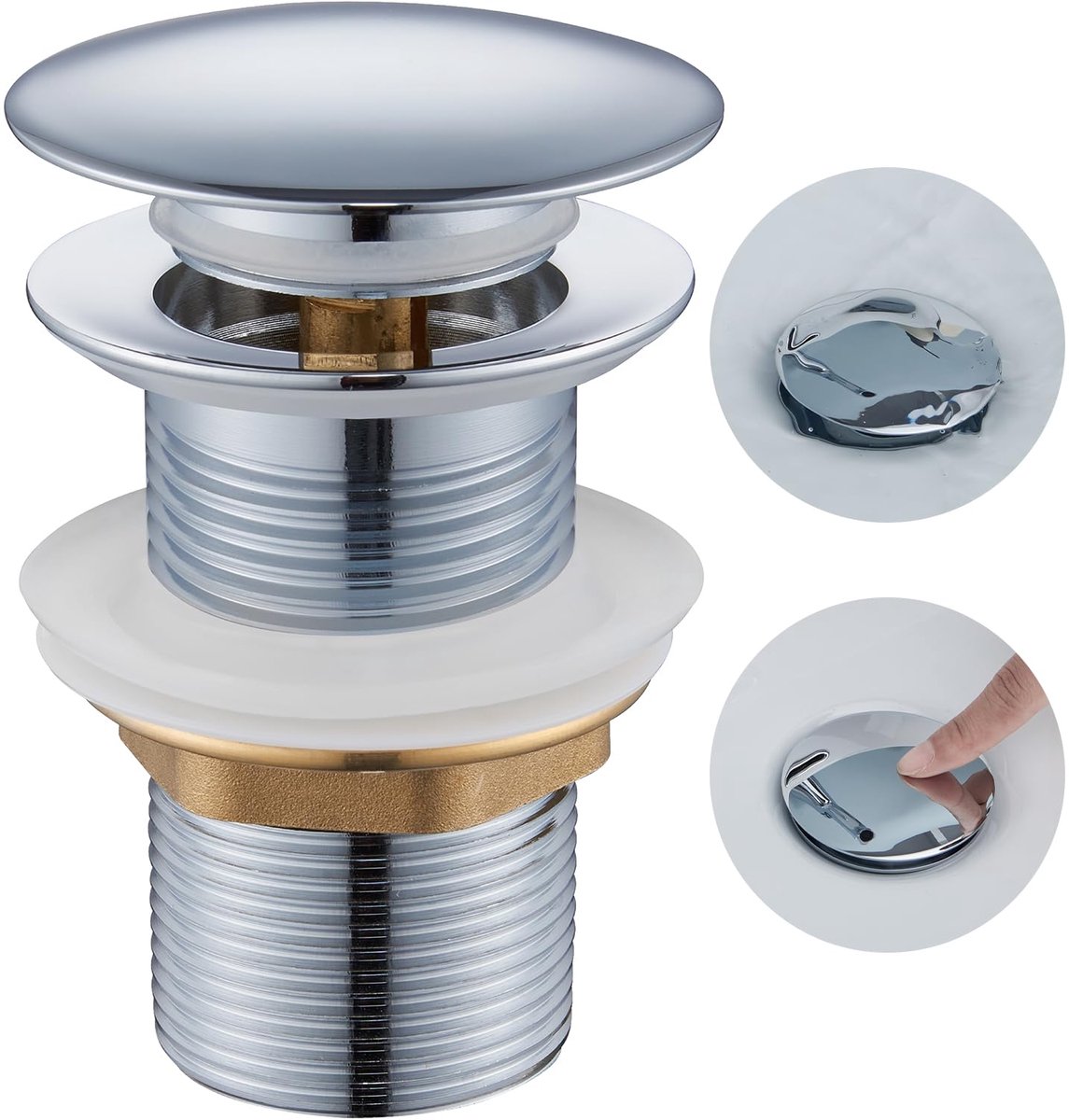 Afvoergarnituur - Pop-Up - Voor wastafel zonder overloop - Chroom 1 1/4 inch