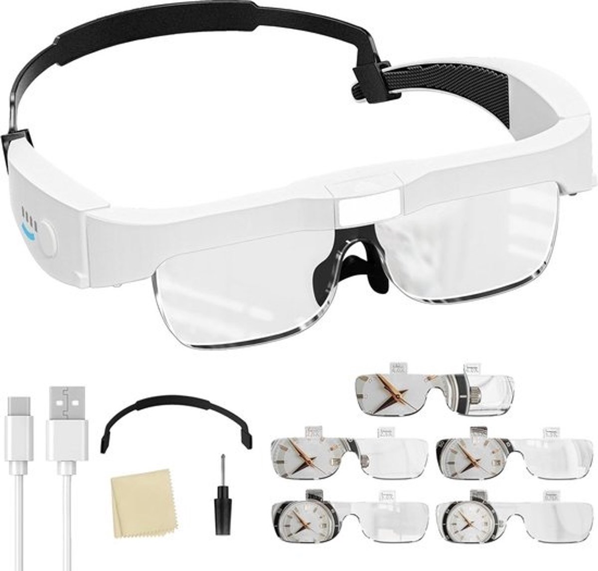 Diamant Schilderen LED Handvrij Vergrootglas - Oplaadbaar met 3 LED Lichten en 2 Verstelbare Helderheidsniveaus voor Precisiewerk, Sieraden, Borduren, Lezen