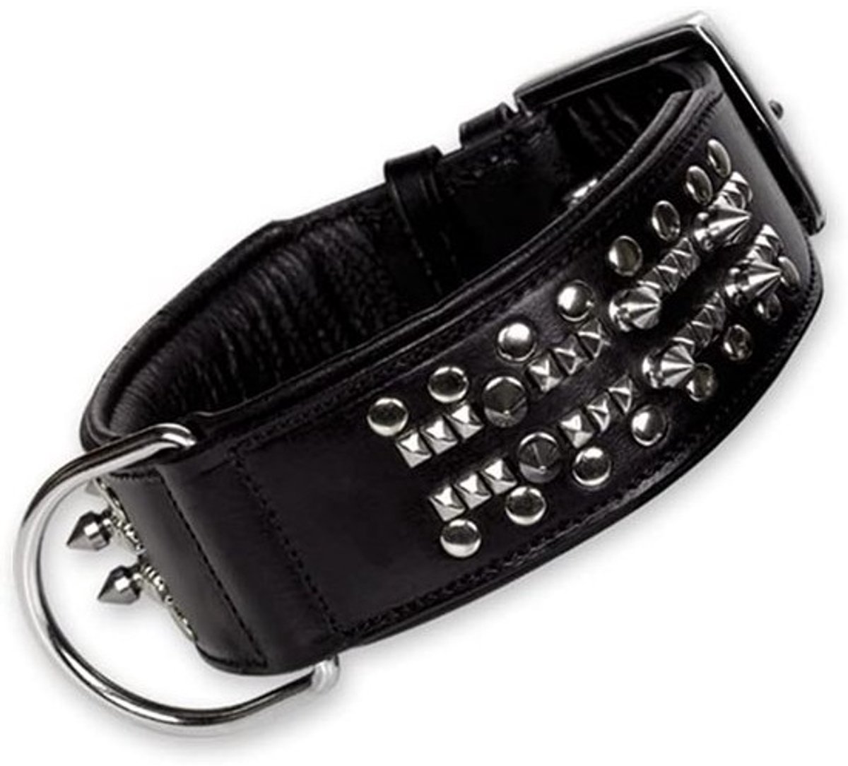 Leren Halsband Zwart met Studs en Klinknagels - Stevig en Comfortabel
