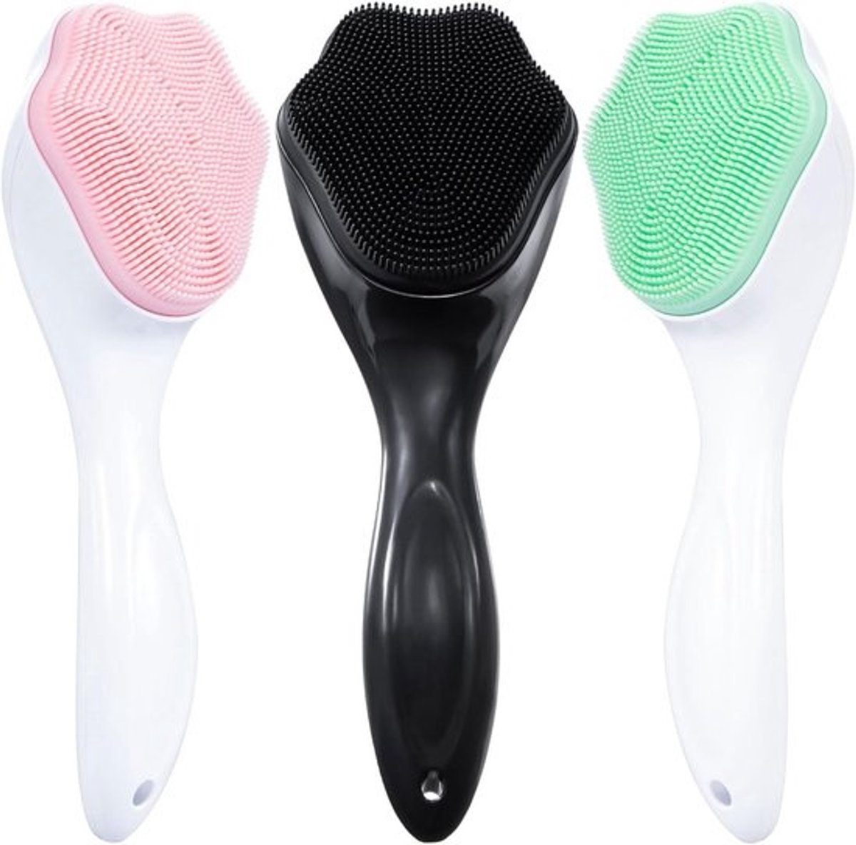 Facial Cleansing Brush, 3 Pcs Handheld Silicone Facial Scrubber for Cleaning and Exfoliating, Manual Facial Cleansing Brush, Soft Facial Wash Brush for