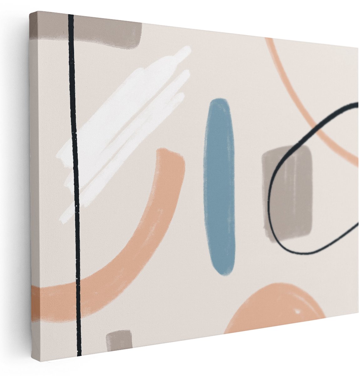 Artaza Canvas Schilderij Abstracte Kunst - Scandinavische Style - 160x120 cm - Groot - Wanddecoratie Woonkamer - Schilderijen - Muurdecoratie