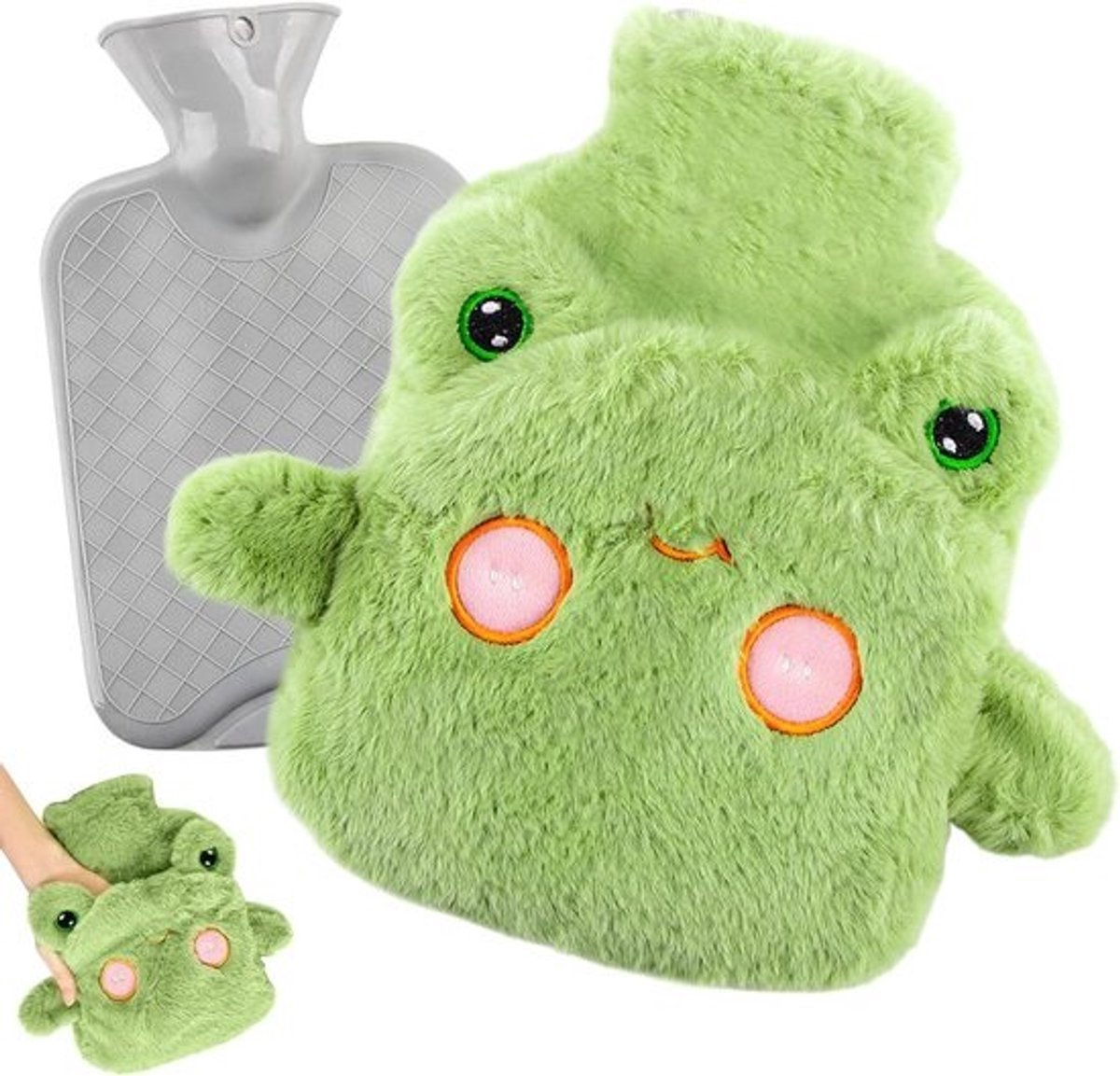Warmwaterkruik 1 Liter met Zachte Pluche Hoes - Behaaglijke Warmte voor Nek, Rug en Buik
