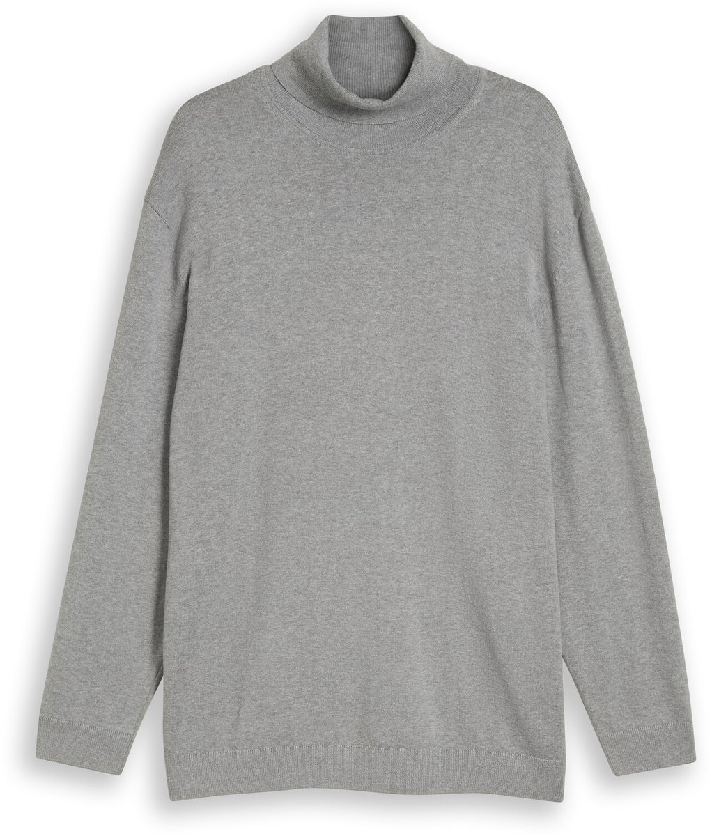 Tom Tailor - Plus Size - katoenen coltrui - Maat 2XL - Knit Grey Melange