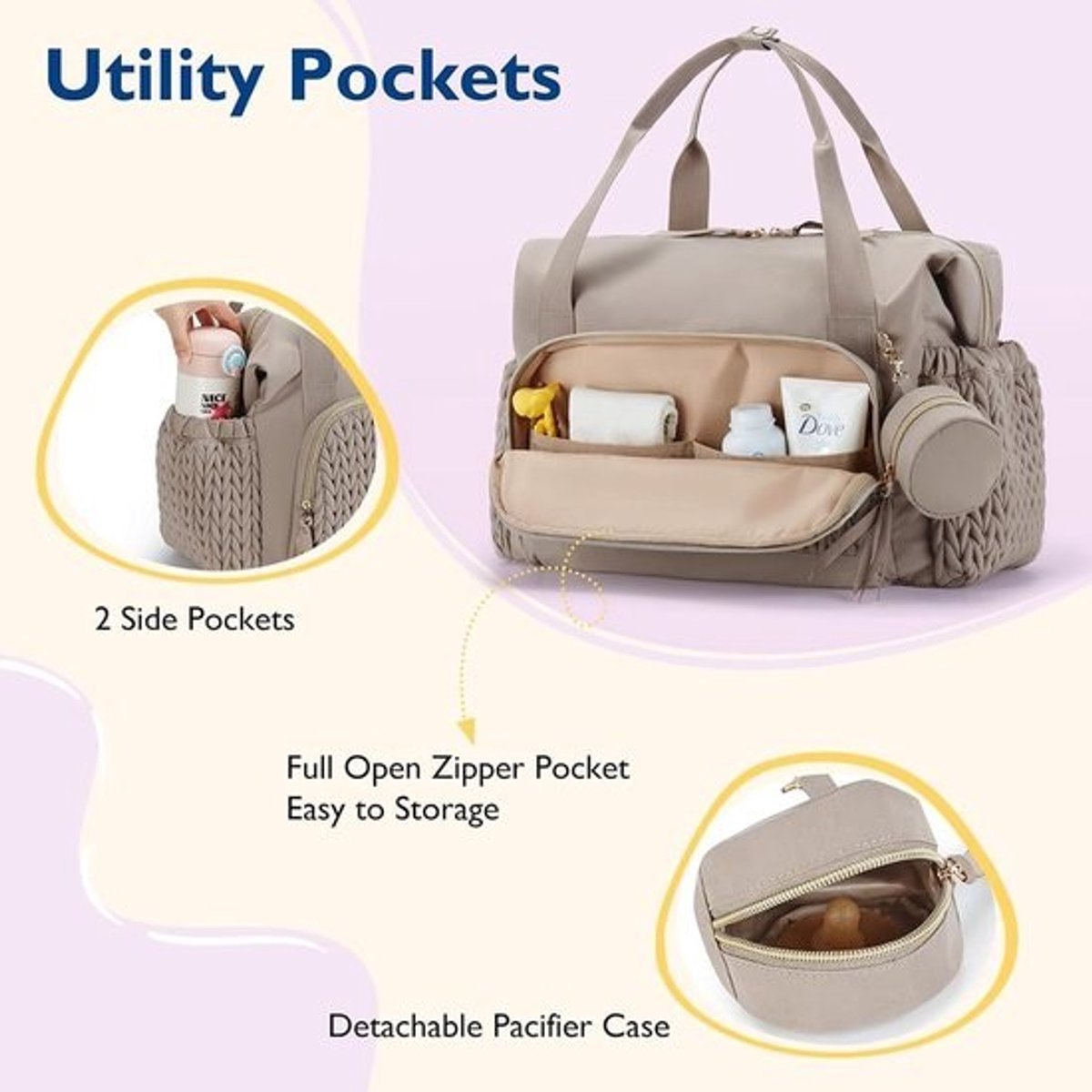 Grote Luiertas Dames XL – Multifunctionele Schoudertas met Fopsenhouder voor Mama – Reis- en Strandtas