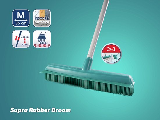 Leifheit Classic Suprabezem - rubberen bezem met telescoopsteel - 80-140 cm steellengte - 35 cm veegbreedte van Leifheit — afbeelding 3
