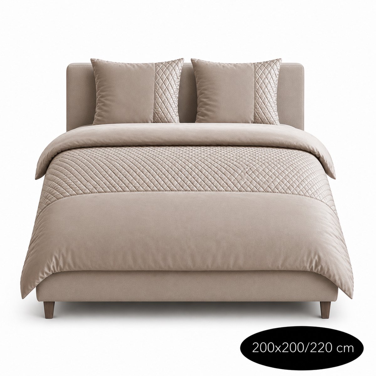 Roden Blue - Diamond Dekbedovertrekset - 200x200/220 - Taupe - Strijkvrij - Anti allergeen - 2 Kussenslopen