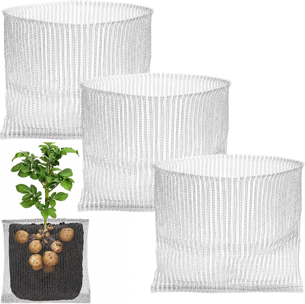 Woelmuizenmand voor Wortelbescherming - Roestvrij Stalen Tuinnet voor Planten, 60 x 60 cm, Set van 3, Bescherming tegen Ongedierte en Plantenversterking