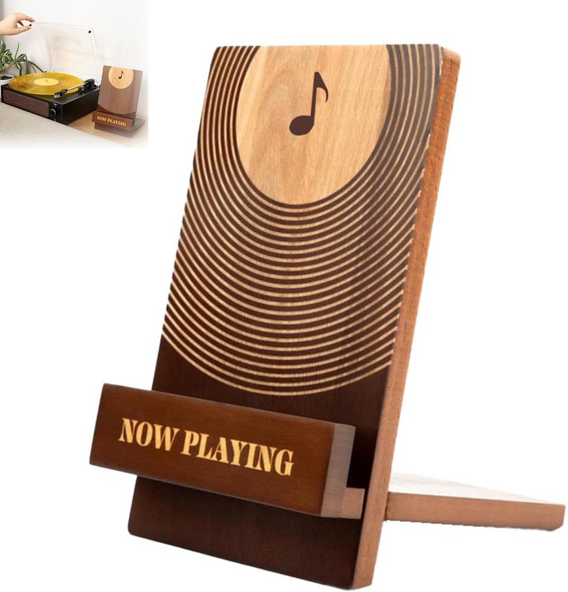 Vinylplatenstandaard van hout- vintage vinylplatenhouder- vinylplatenstandaard- display voor vinylplaten.