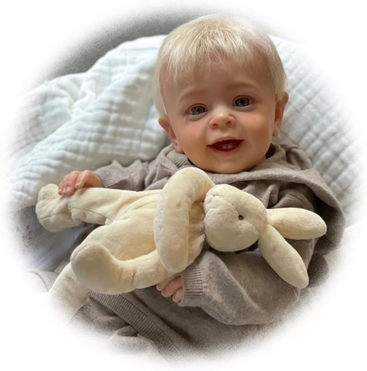 Reborn Babypop - Realistische pop - Cadeau geven - Handgemaakt ontwerp - 60 cm - Blauw