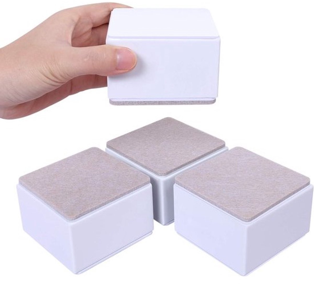 Meubelverhogers - Bedverhogers - Meer Opbergruimte - Zelfklevend Koolstofstaal - 5 cm Hoog - Wit
