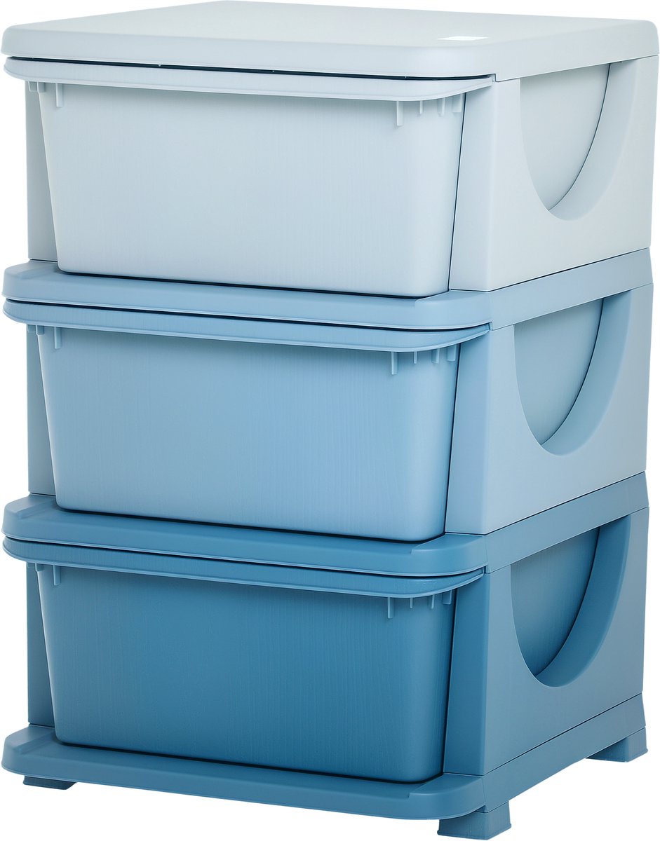 Kinderladekast met opbergruimte - bleu - met 3 lades - 37 x 37 x 56,5 cm