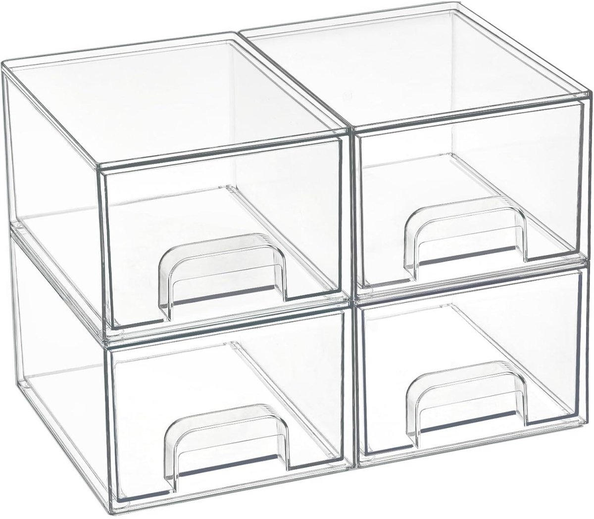 SSTRWGOOD Stapelbare opberglades - 4-delige set - Acryl - inclusief antislipmat van 81 cm - Geschikt voor wastafels en badkamers - 18,9 x 15,3 x 11,2 cm