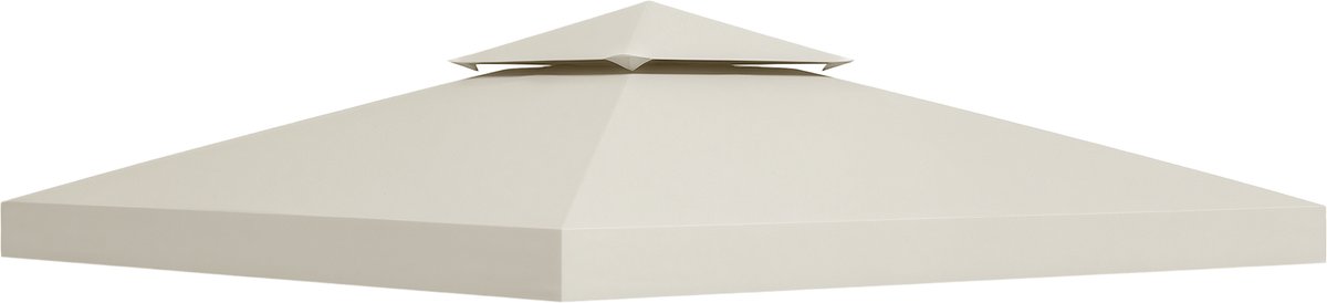 Vervangend paviljoendak, 3x3 m, vervangende hoes met dubbel dak, 8 afwateringsgaten en UV-bescherming, vervangend zonnescherm ALLEEN voor paviljoen, crème