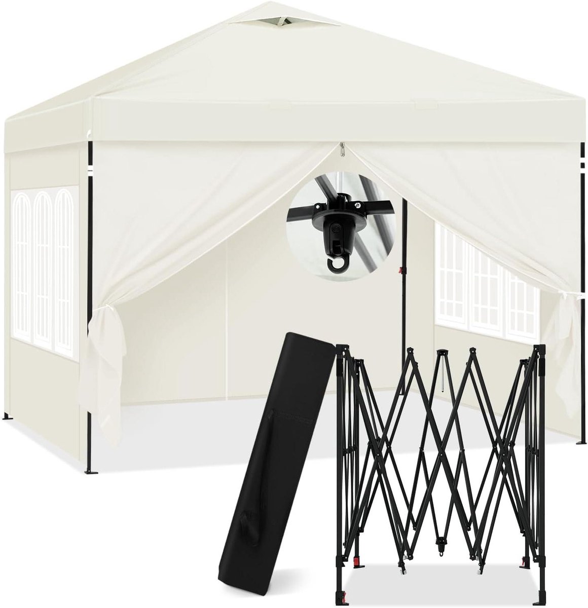 Partytent - Feesttent Tuin - Buitenfeest Organiseren - Inclusief Zijwanden - 3 x 3 Meter - Beige