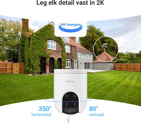 Ezviz H8C Beveiligingscamera - 2K - Pan/Tilt Zoom - Kleur Nachtzicht - 360° - MicroSD Card - Buitencamera - Wit van EZVIZ — afbeelding 5