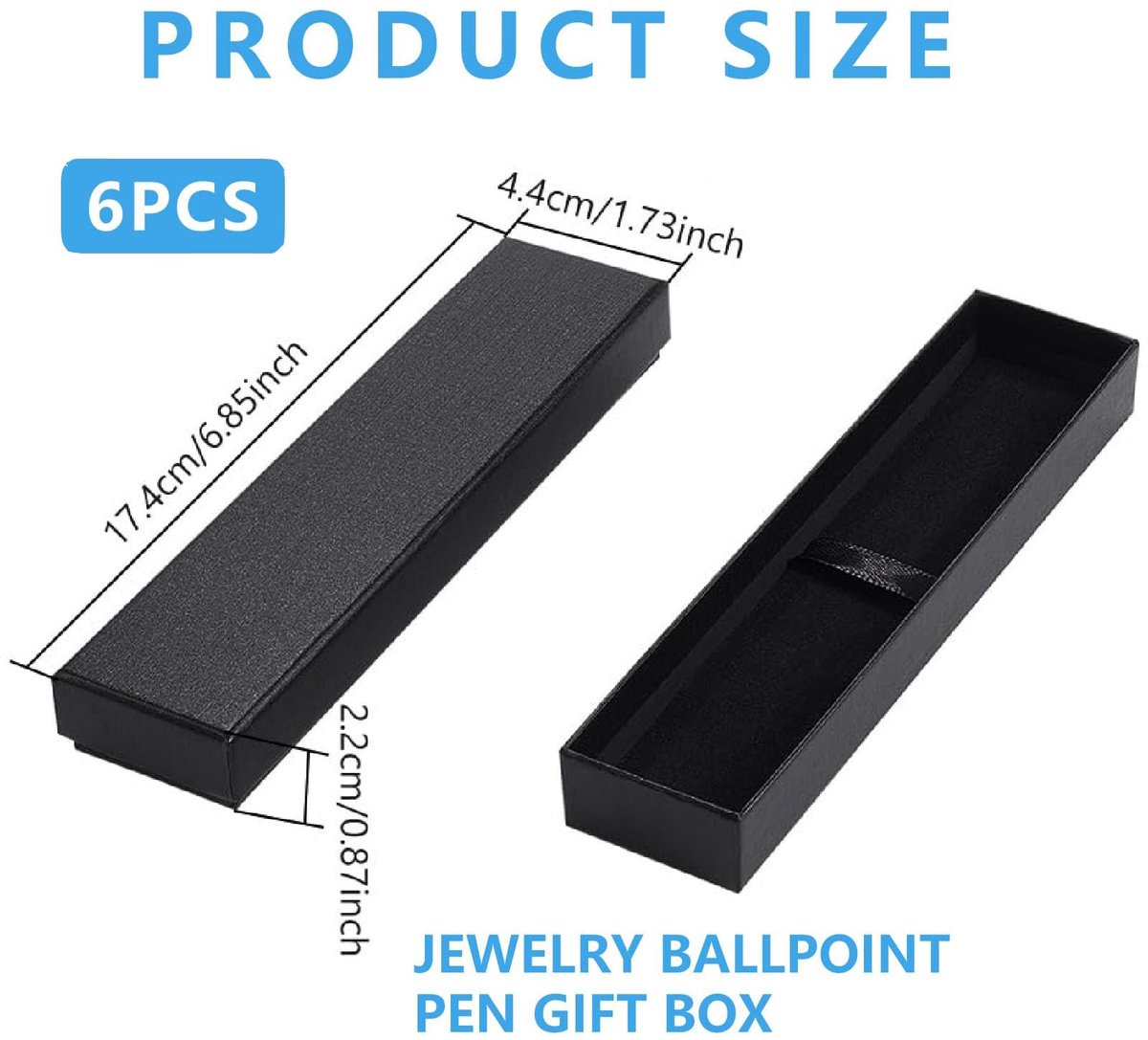 Lege pen geschenkdoos 6 stuks - zwarte kartonnen verpakking - met kussen - perfect voor zakelijke geschenken - ShopVlot