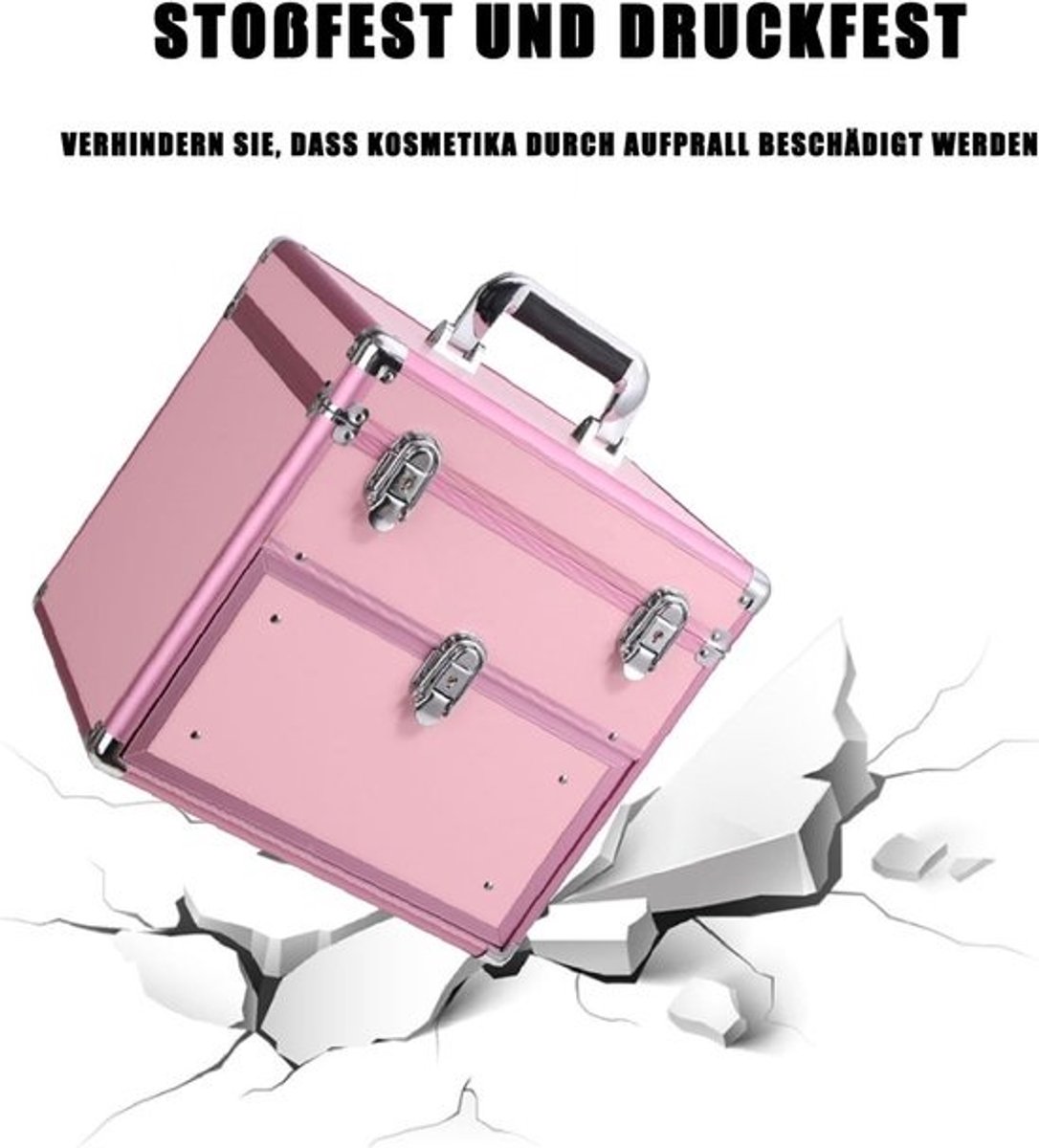 Grote Nagellak Opbergkoffer met Verwijderbare Lagen - Draagbare Georganiseerde Make-up Box