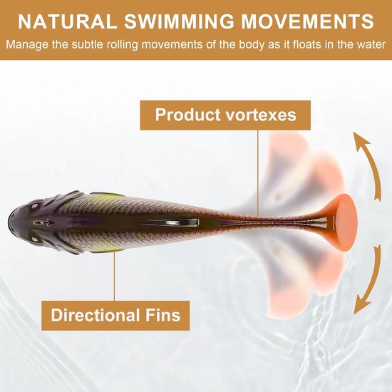 Set van 5 zachte vislures voor zeevisserij, ideaal voor karper, snoek en forel, met jigkop en T-staart, perfect voor zoet- en zoutwater vissen (9cm/12.3g) — afbeelding 4
