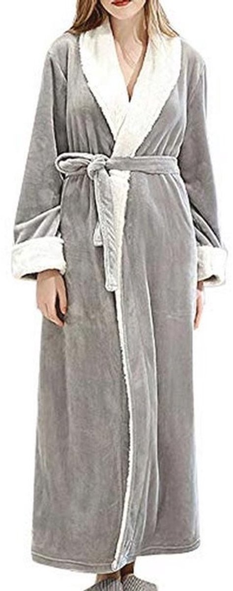 Dames Badjas Met Ritssluiting, Lang En Warm, Ultra Zacht Pluche Fleece, Grote Maten