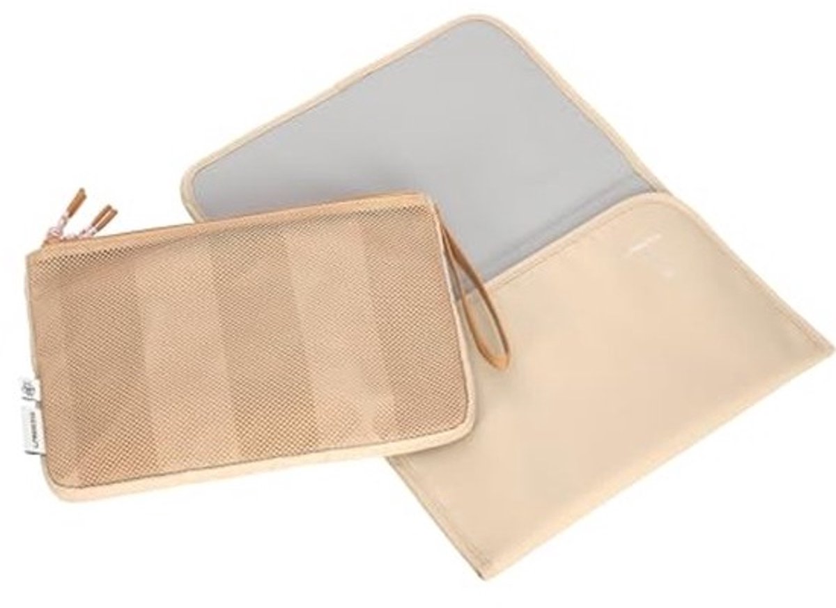 Babyluiertas met Aankleedkussen voor Onderweg - Casual Changing Organizer in Beige/Camel