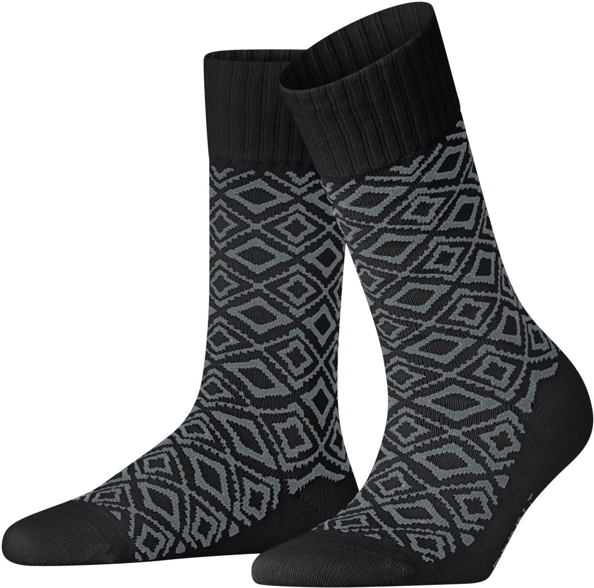 Esprit Winter Plaid gedessineerd katoen wol sokken dames zwart - maat 35-38