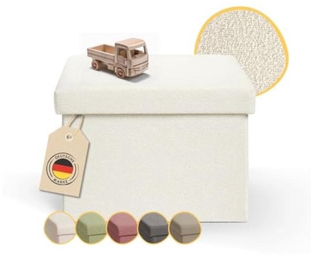 Opbergbank met opslagruimte - Zitkubus - Beige poef - Multifunctionele stoel - Kleine bank - Opbergboxen 41x31cm