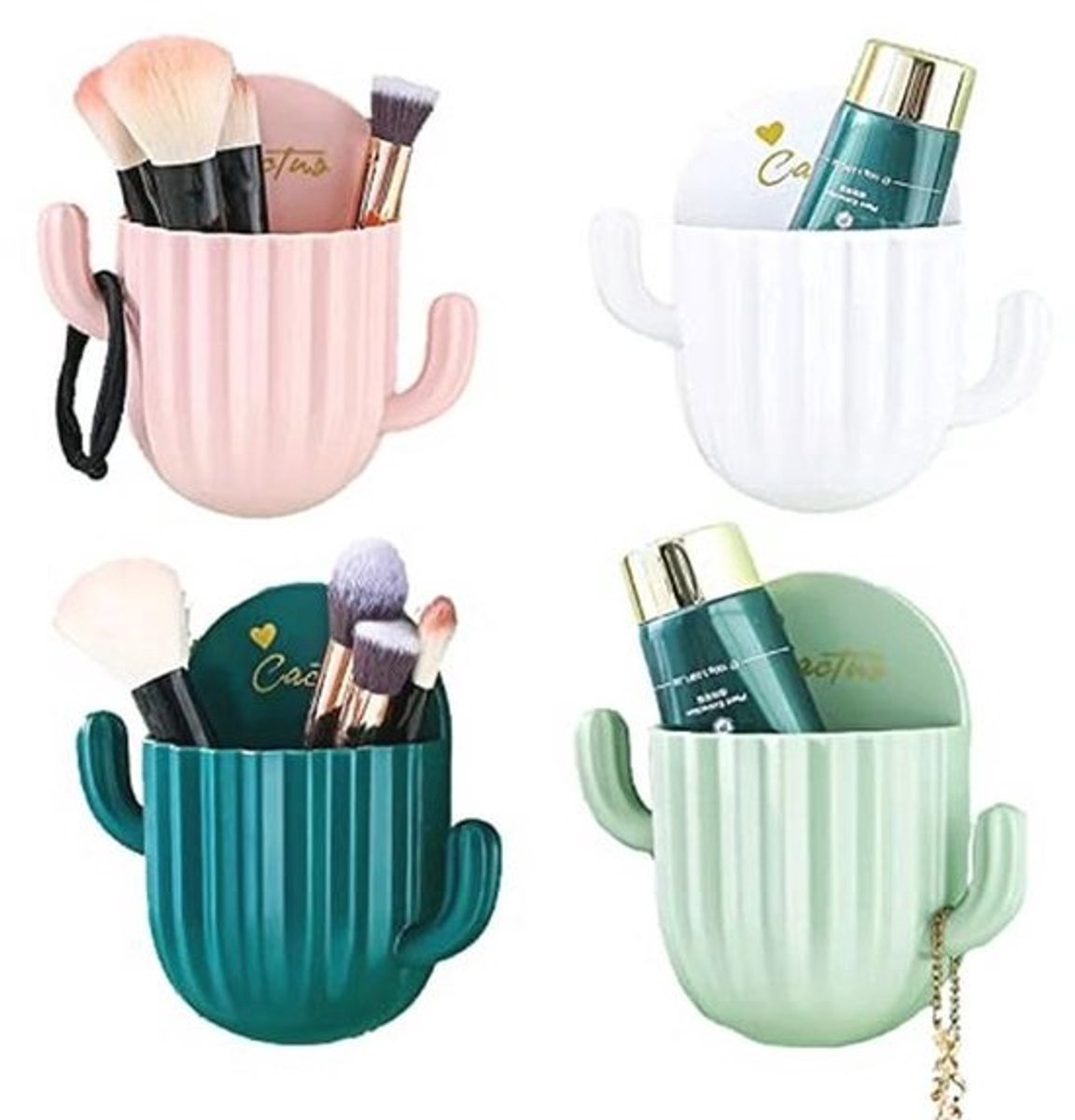 Make-up Borstel Organizer - Muurbevestigde Zelfklevende Opslag voor Cosmetica