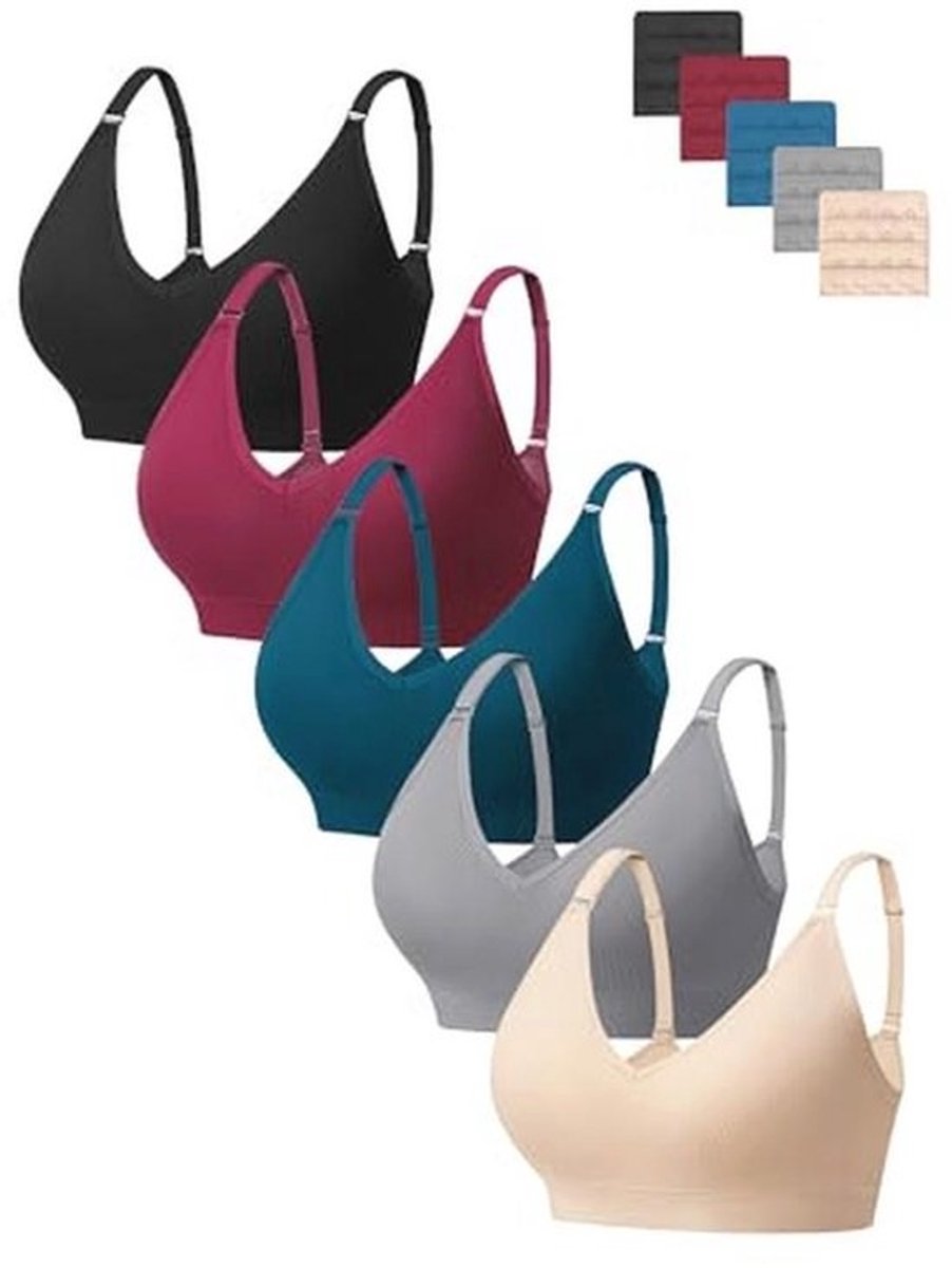 Dames BH zonder Beugel - V-hals, Naadloos, Comfortabel, Gewatteerde Bustier, Zachte BH voor T-shirt