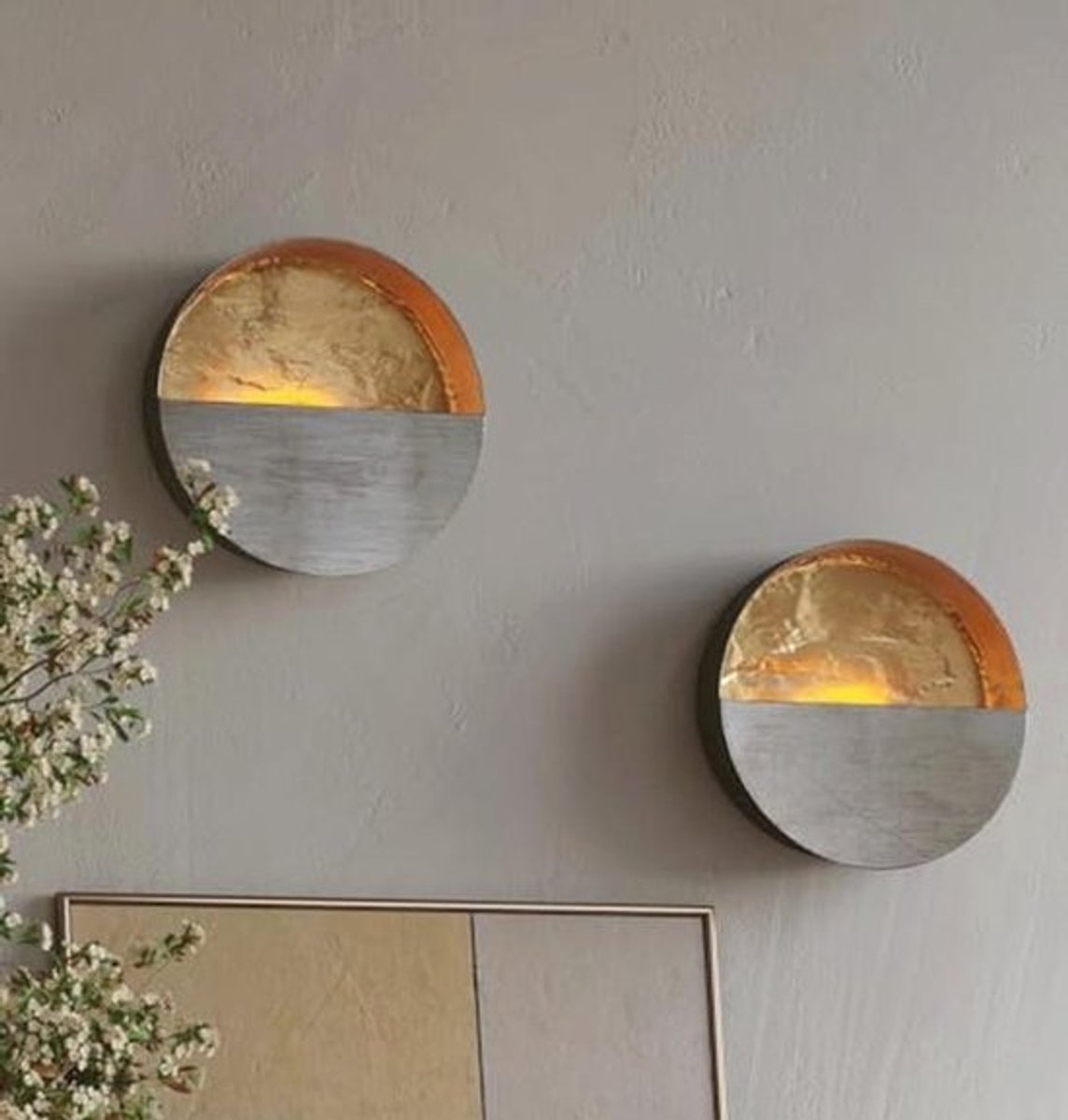 Set van twee handgemaakte metalen wandlampen voor theelichten – decoratie voor woonkamer, badkamer en eetkamer
