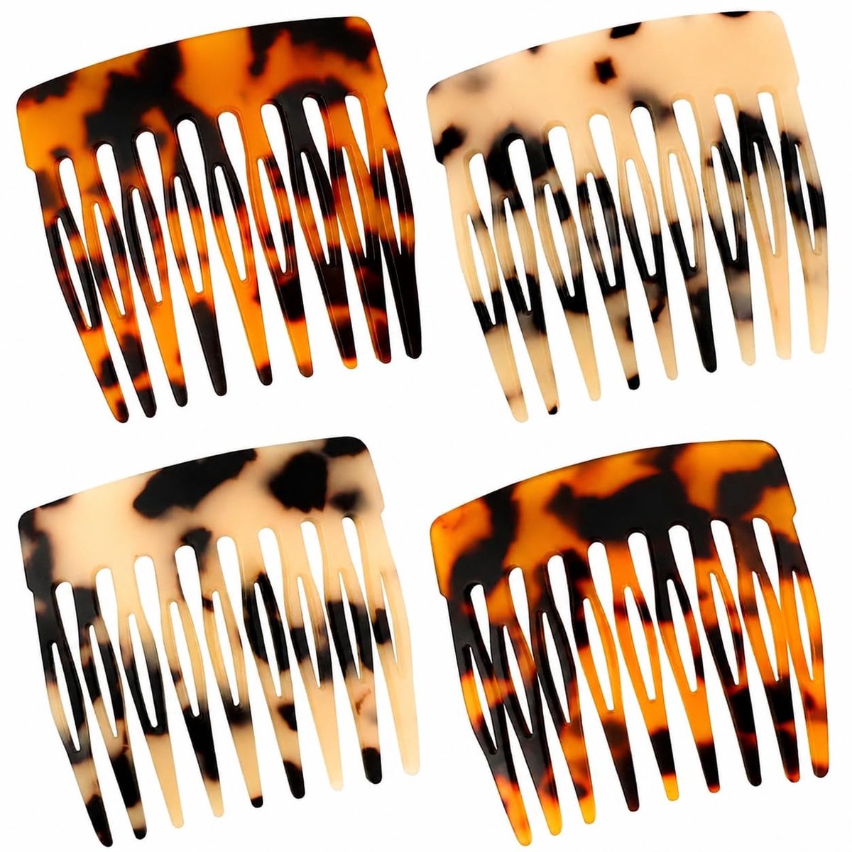 4 stuks - Leopard Tattoo Kam Plug - Haardecoratie Liu Kam - Anti-statisch - Acetaat Plate - Temperament Kam - Anti-Broken Haar Kam