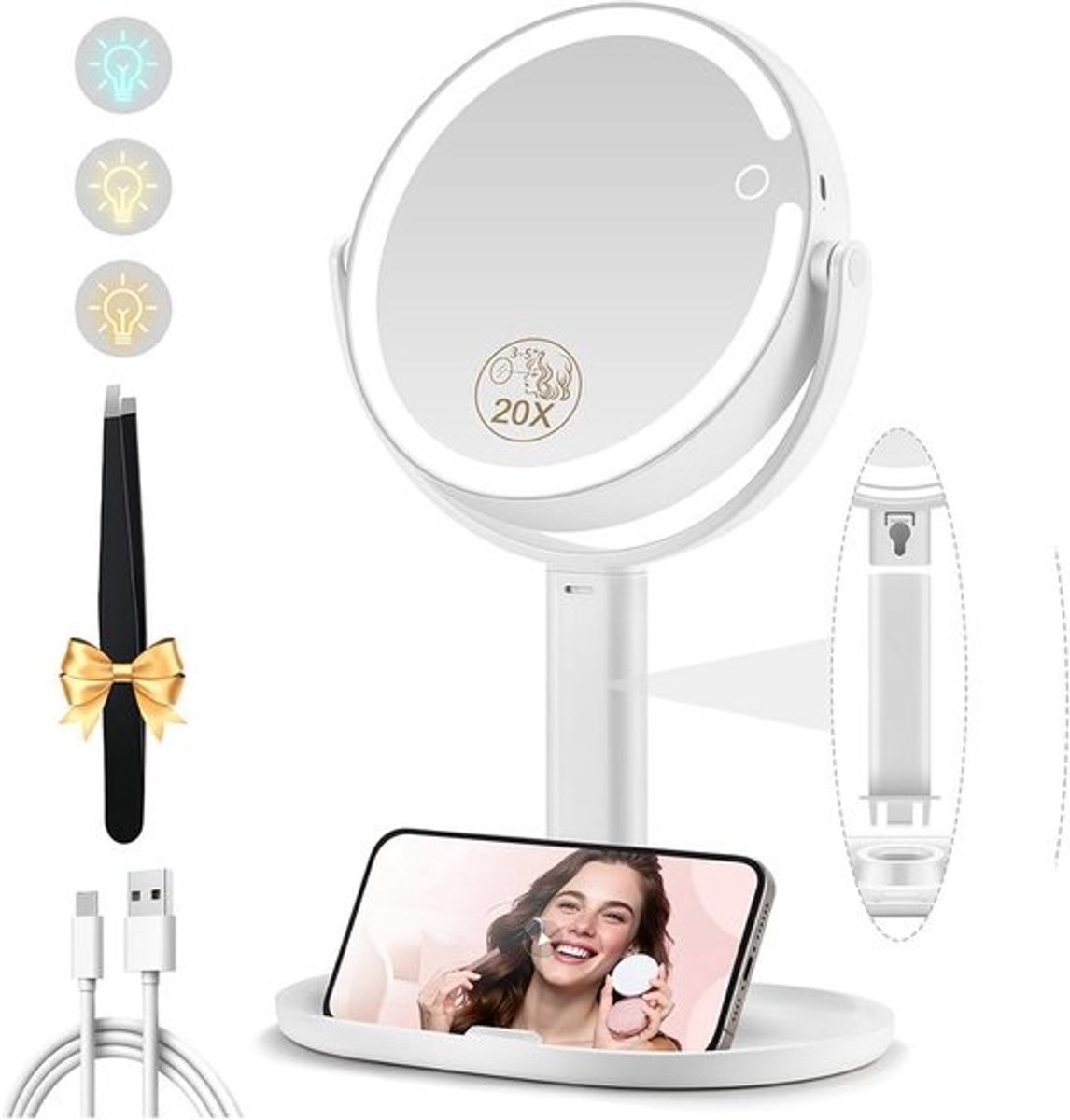 Scheerspiegel Wandmodel - Wandspiegel - Make up Spiegel - - Compact